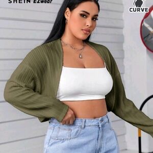 Army Green Ribbed Cardigan